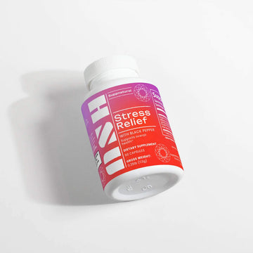 ASH supplement bottle with stress-relief formula — natural cortisol balance support