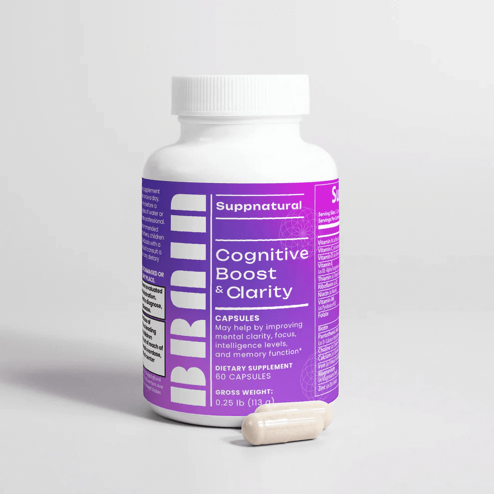 Open Cerebra Brain supplement bottle with capsules — focus and alertness