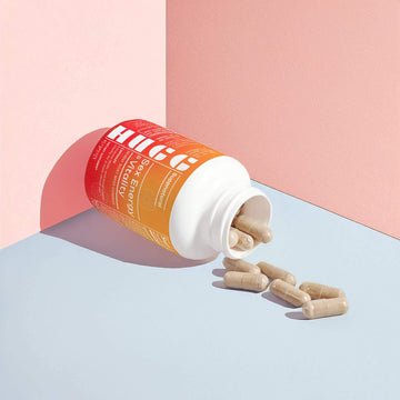 Libido & Energy Supplement spilled capsule image — maca and horny goat weed formula