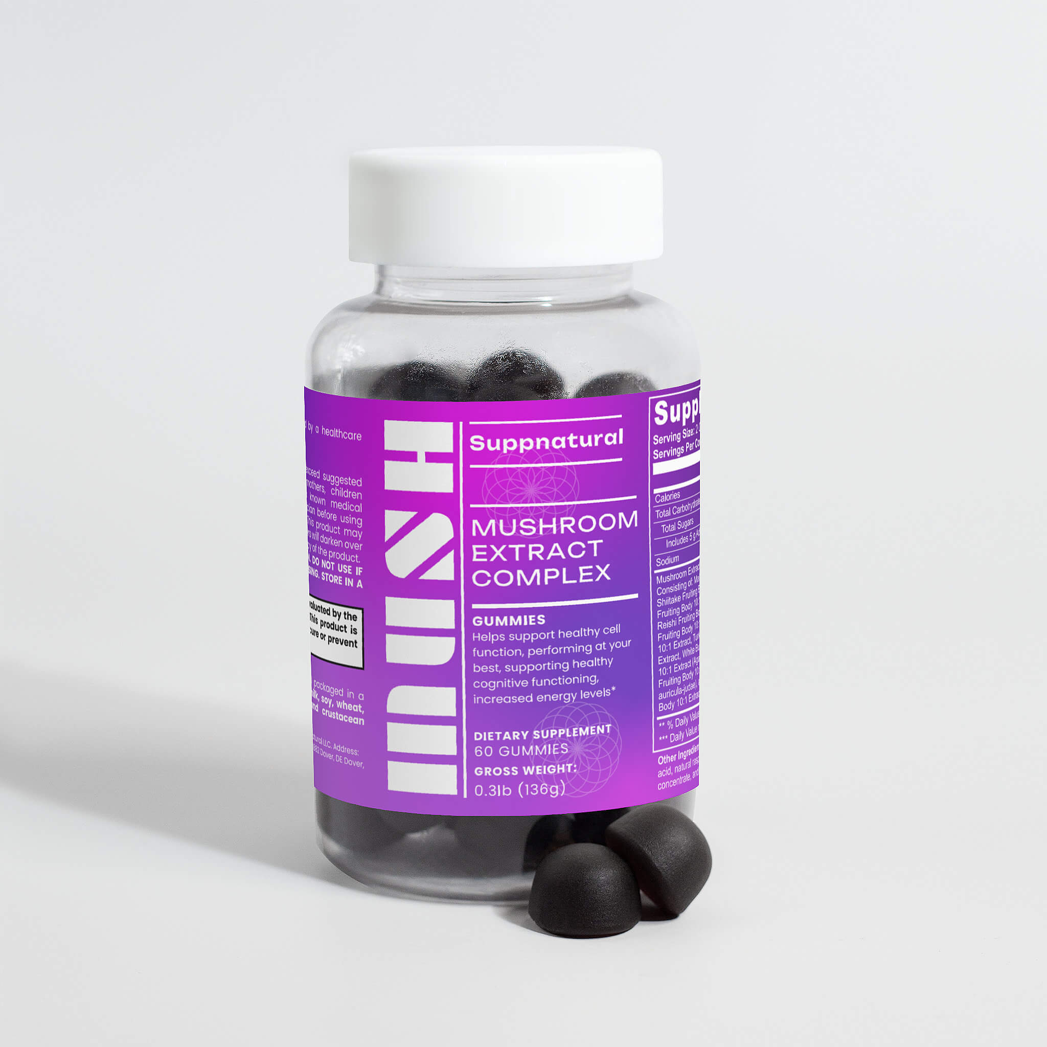Vegan mushroom gummy with Lion’s Mane, Reishi & Chaga for daily energy and clarity