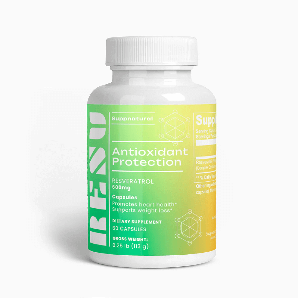 Resveratrol supplement bottle angled view – antioxidant formula for heart and cell healthshop_this_look_amDhCa